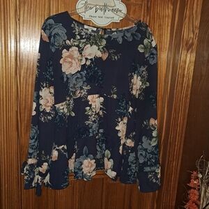 Maurices Dark Blue Floral Blouse